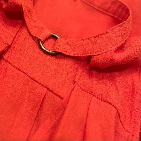 EUC. ✵☽Free People☾✵ Orange <So Fine> Surplice Choker Sleeveless Blouse Top | XS - Picture 4 of 13